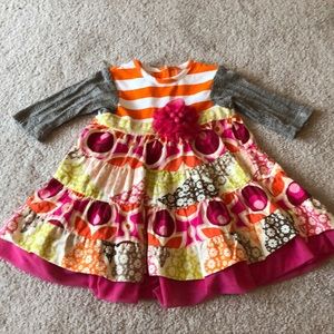 Pink/Orange Crochet Sleeve Dress